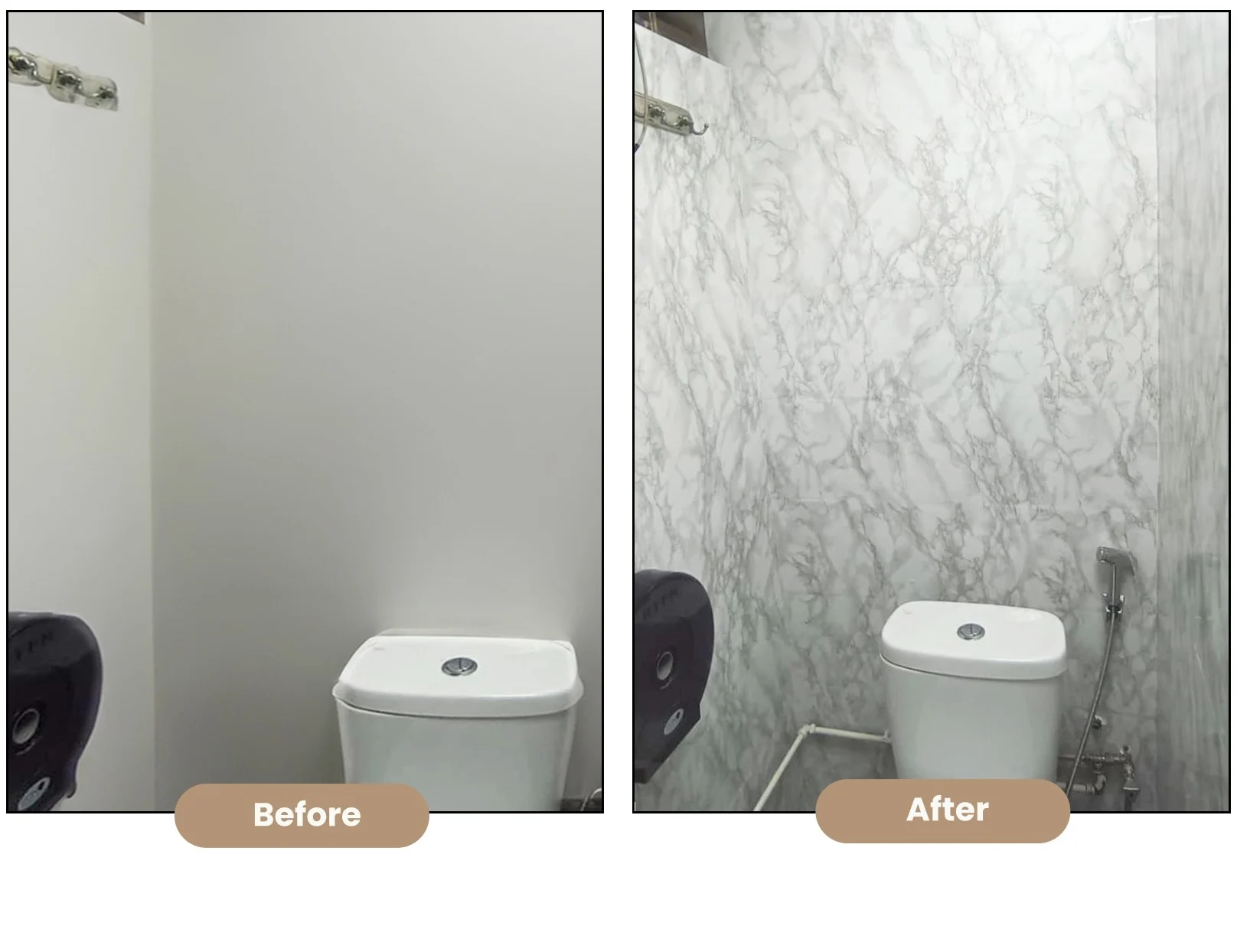 Toilet with Marble Wallpaper Makover